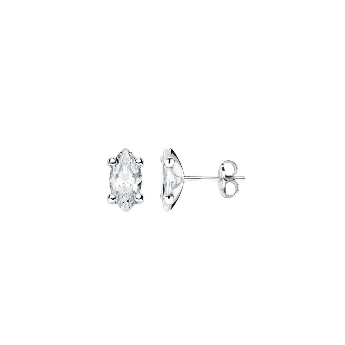 9K PENDIENTES ORO BLANCO PIEDRA GARRAS CIERRE PRESION