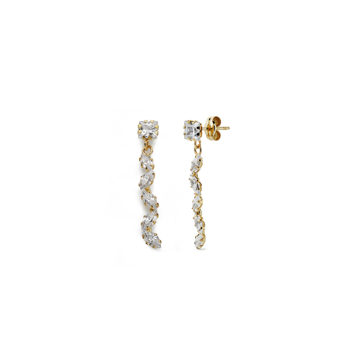 9K PENDIENTES ORO AMARILLO LARGOS 9K CIRCONITA 28X5MM
