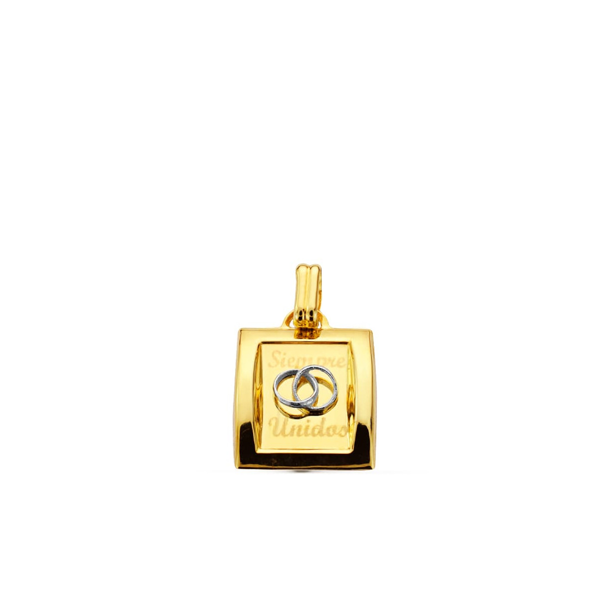 9K COLGANTE ORO AMARILLO BICOLOR SIEMPRE UNIDOS 19X15 MM