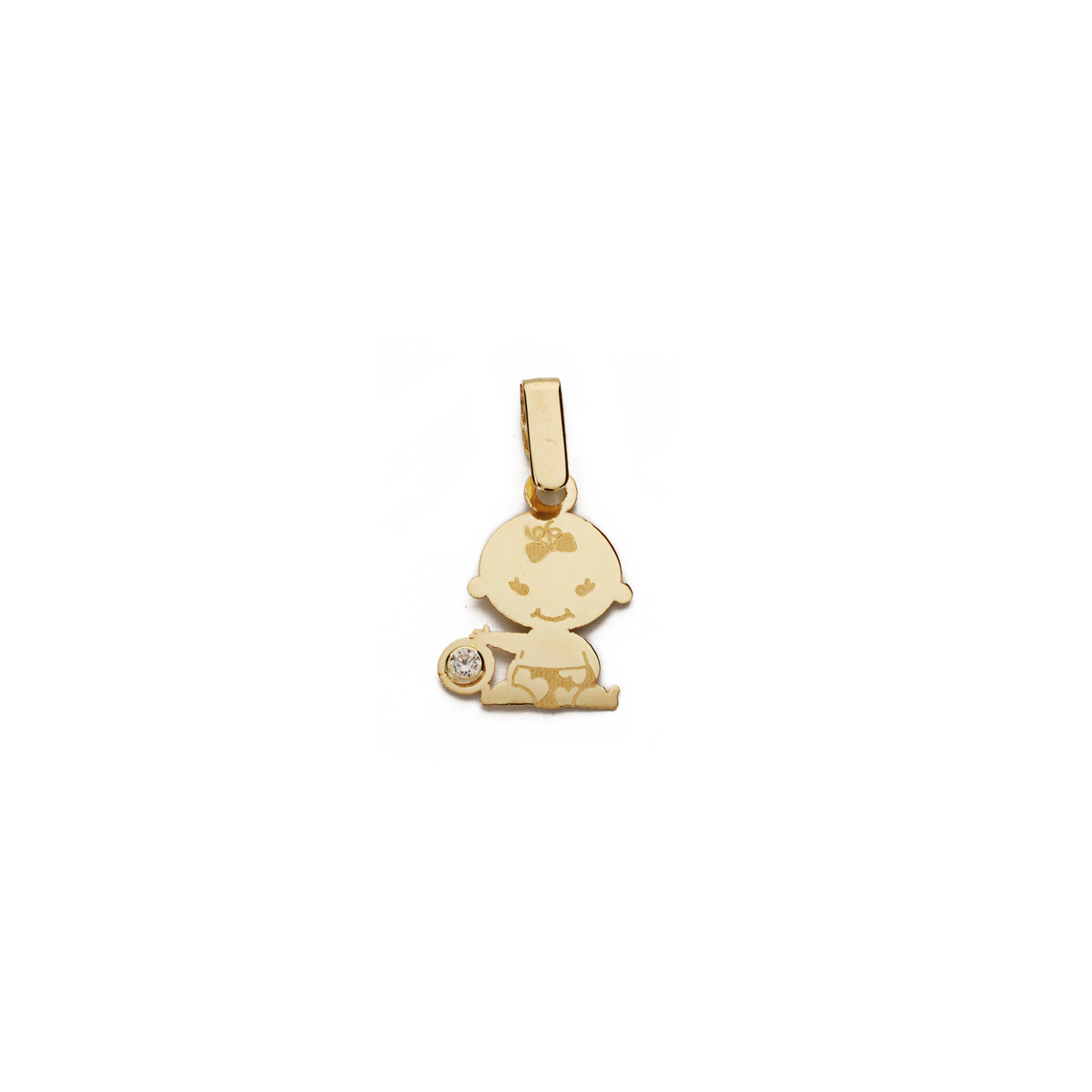 9K COLGANTE ORO AMARILLO NIÑA LASER CIRCONITA 15X11 MM
