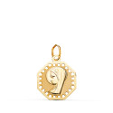 9K MEDALLA ORO AMARILLO VIRGEN NIÑA OCTOGONAL CALADA MATE Y BRILLO. MEDIDA: 17 X 15 MM 9K MEDALLA ORO AMARILLO VIRGEN NIÑA OCTOGONAL CALADA MATE Y BRILLO. MEDIDA: 17 X 15 MM
