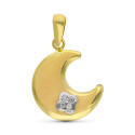 9K COLGANTE ORO BICOLOR LUNA CON TREBOL MINI DE CIRCONITAS 9K COLGANTE ORO BICOLOR LUNA CON TREBOL MINI DE CIRCONITAS