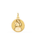 9K MEDALLA ORO AMARILLO REDONDA ANGELITO BURLON CON RELOJ BRILLO Y MATE 15 MM 9K MEDALLA ORO AMARILLO REDONDA ANGELITO BURLON CON RELOJ BRILLO Y MATE 15 MM