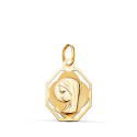 9K MEDALLA ORO AMARILLO VIRGEN NIÑA OCTOGONAL CALADA MATE Y BRILLO. MEDIDA: 18 X 12,5 MM 9K MEDALLA ORO AMARILLO VIRGEN NIÑA OCTOGONAL CALADA MATE Y BRILLO. MEDIDA: 18 X 12,5 MM