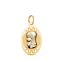 9K MEDALLA ORO AMARILLO VIRGEN NIÑA OVAL CALADA MATE Y BRILLO. MEDIDA: 21 X 13 MM 9K MEDALLA ORO AMARILLO VIRGEN NIÑA OVAL CALADA MATE Y BRILLO. MEDIDA: 21 X 13 MM