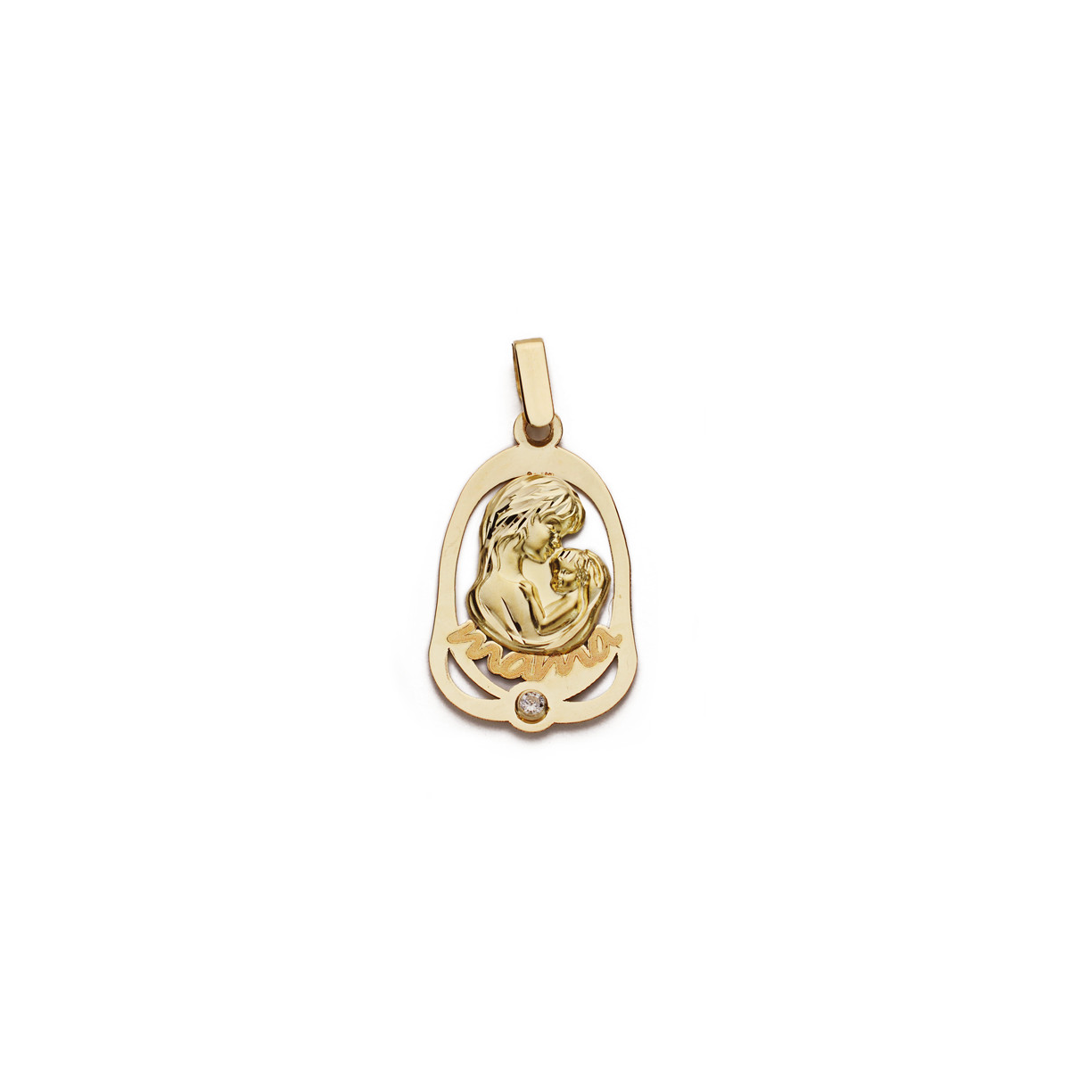 9K COLGANTE ORO AMARILLO MADRE CIRCONITA 25X15MM
