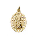 9K MEDALLA ORO AMARILLO VIRGEN NIÑA CALADA 23X14 MM