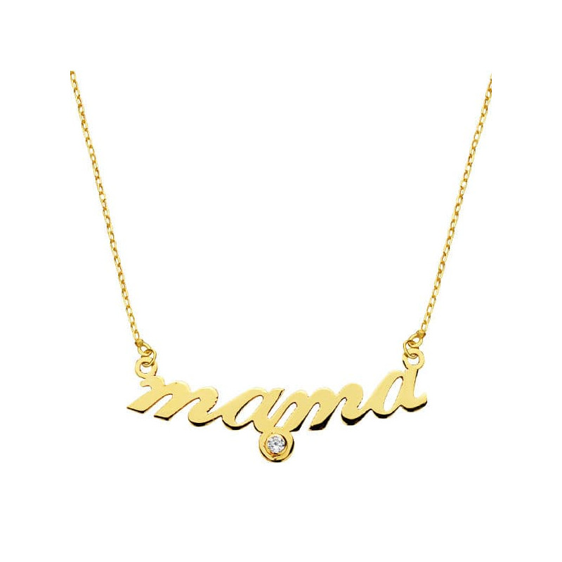 9K GARGANTILLA ORO AMARILLO MAMA CON CIRCONITA CADENA FORZADA 45CM
