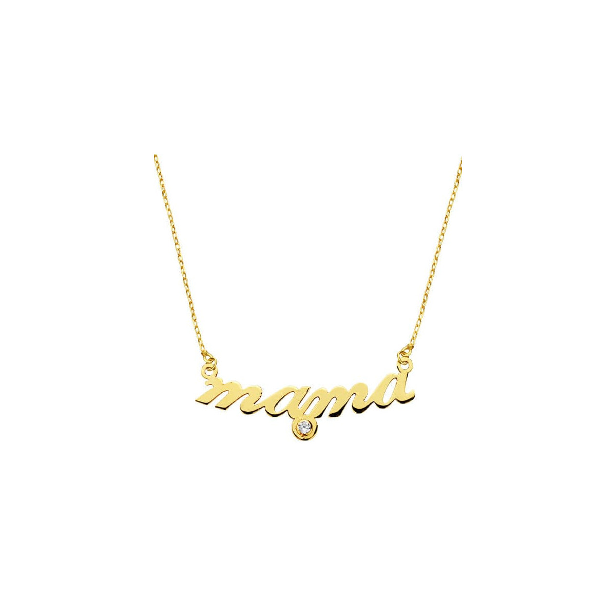 9K GARGANTILLA ORO AMARILLO MAMA CON CIRCONITA CADENA FORZADA 45CM
