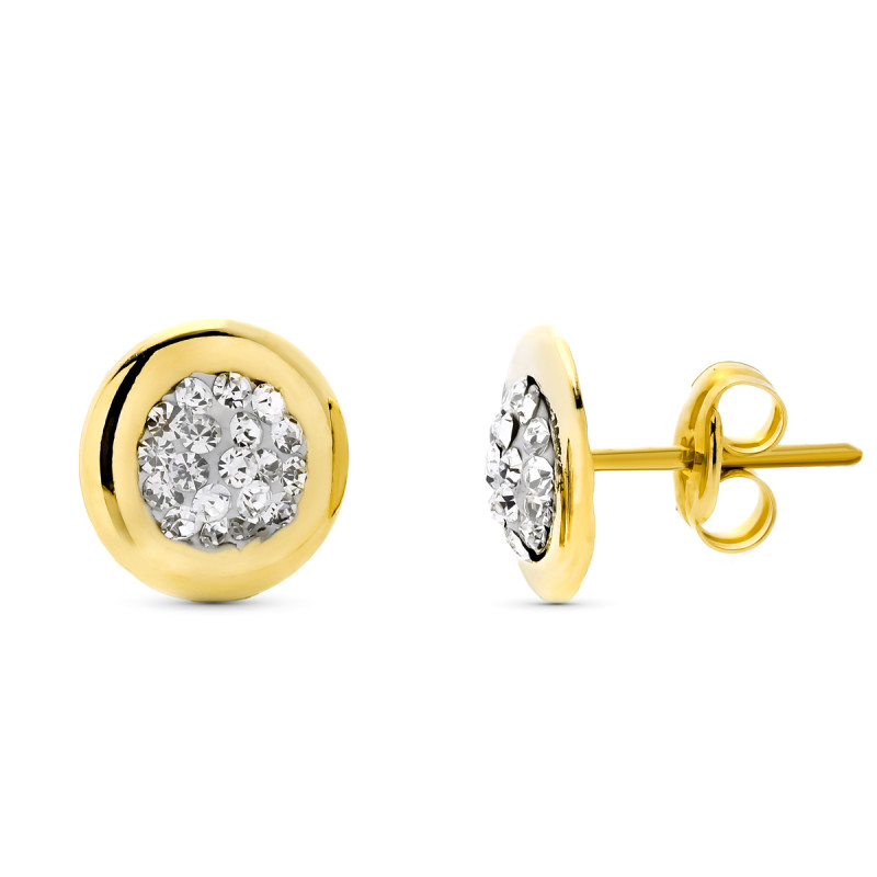 9K PENDIENTES ORO AMARILLO REDONDOS 8 MM CIERRE PRESION