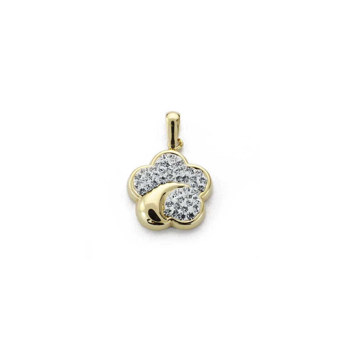 9K COLGANTE ORO AMARILLO FLOR CIRCONITA 15X13 MM