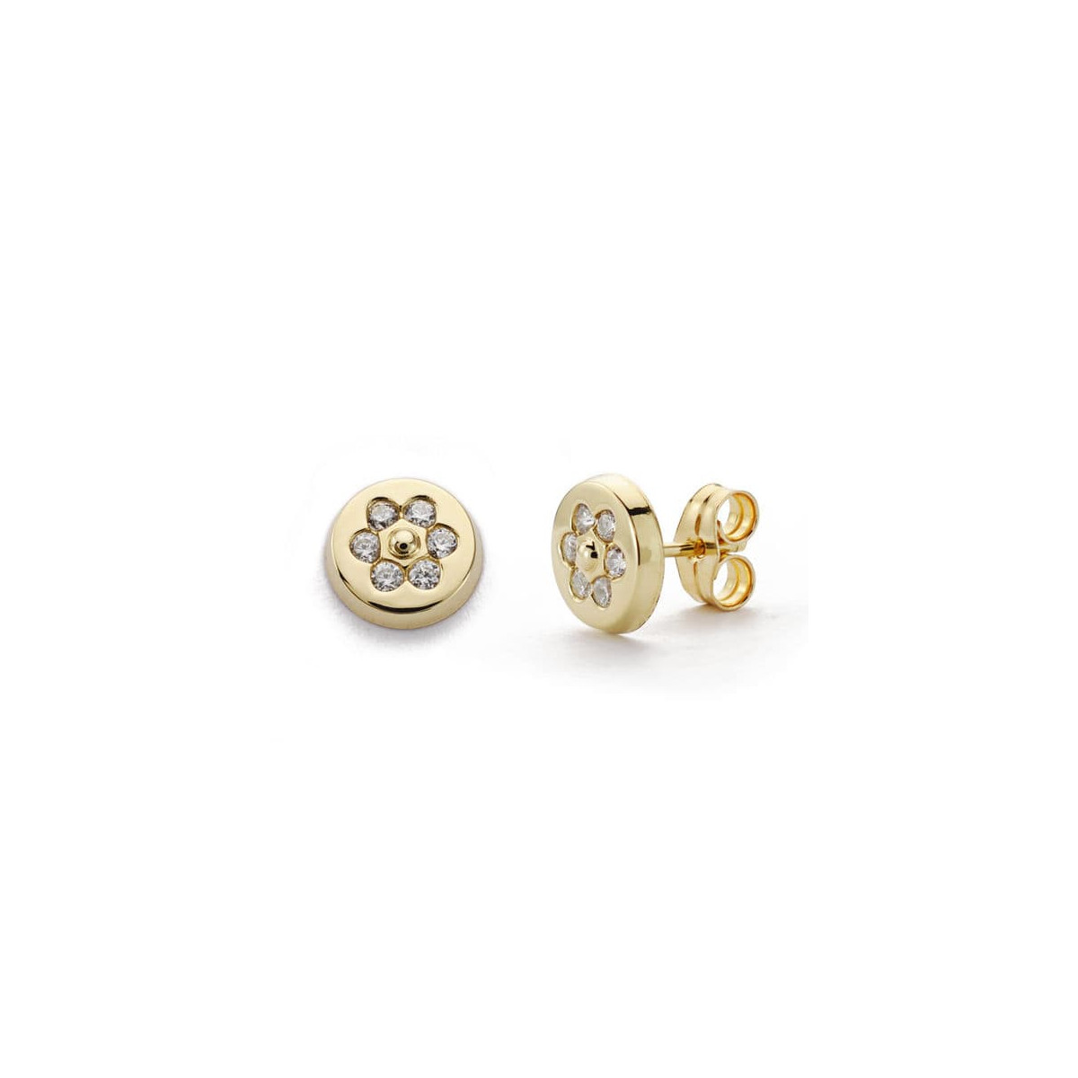 9K PENDIENTES ORO AMARILLO REDONDOS 8 MM CIERRE PRESION