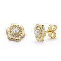 9K PENDIENTES ORO AMARILLO FLOR Y PERLA 8X8 MM CIERRE PRESION 9K PENDIENTES ORO AMARILLO FLOR Y PERLA 8X8 MM CIERRE PRESION
