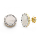 9K PENDIENTES ORO AMARILLO NACAR Y CIRCONITA 11 MM CIERRE PRESION