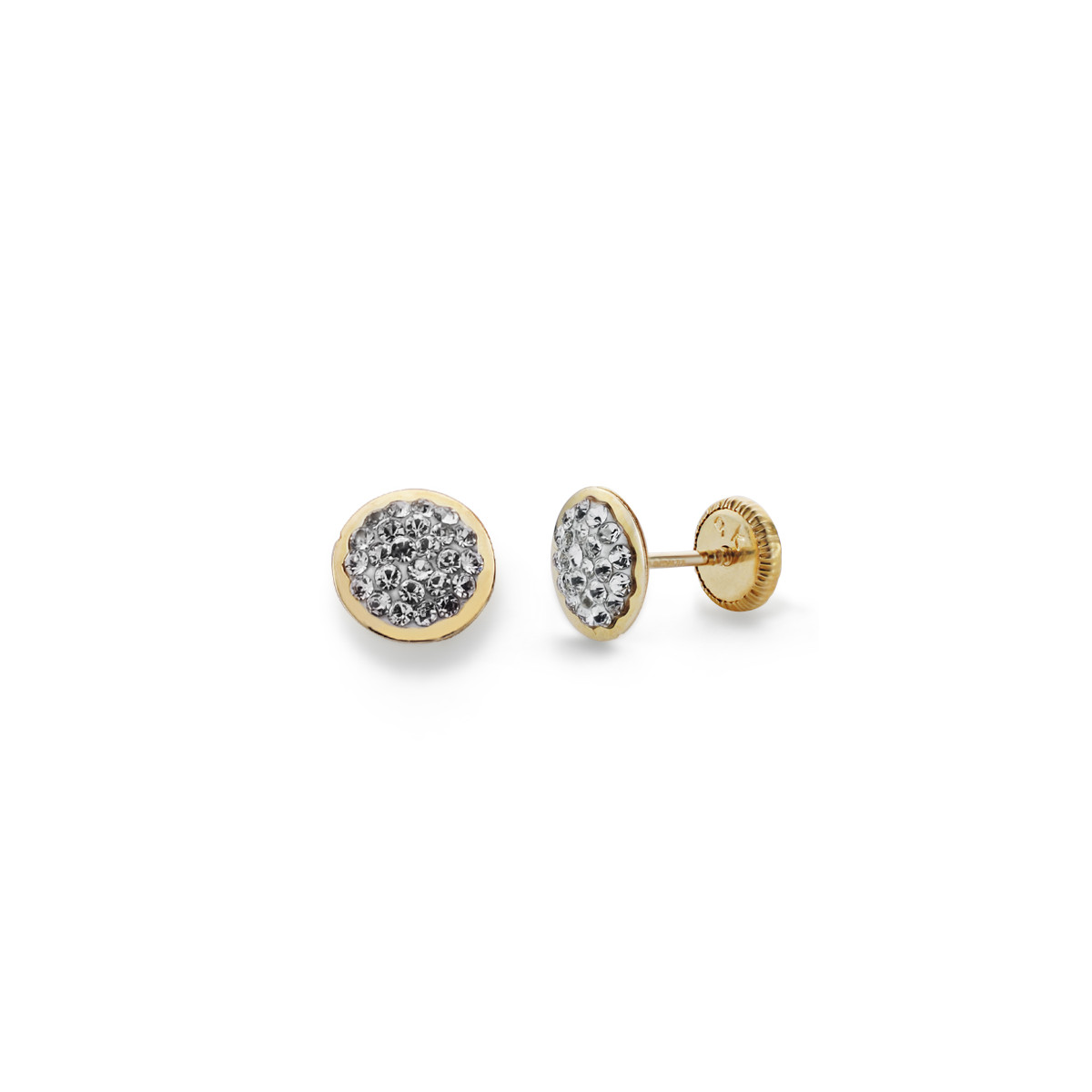 9K PENDIENTES ORO AMARILLO CIRCONITA 6 MM CIERRE TUERCA