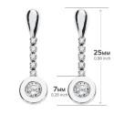 9K PENDIENTES ORO BLANCO LARGOS CON CIRCONITA 25X7 MM CIERRE PRESION