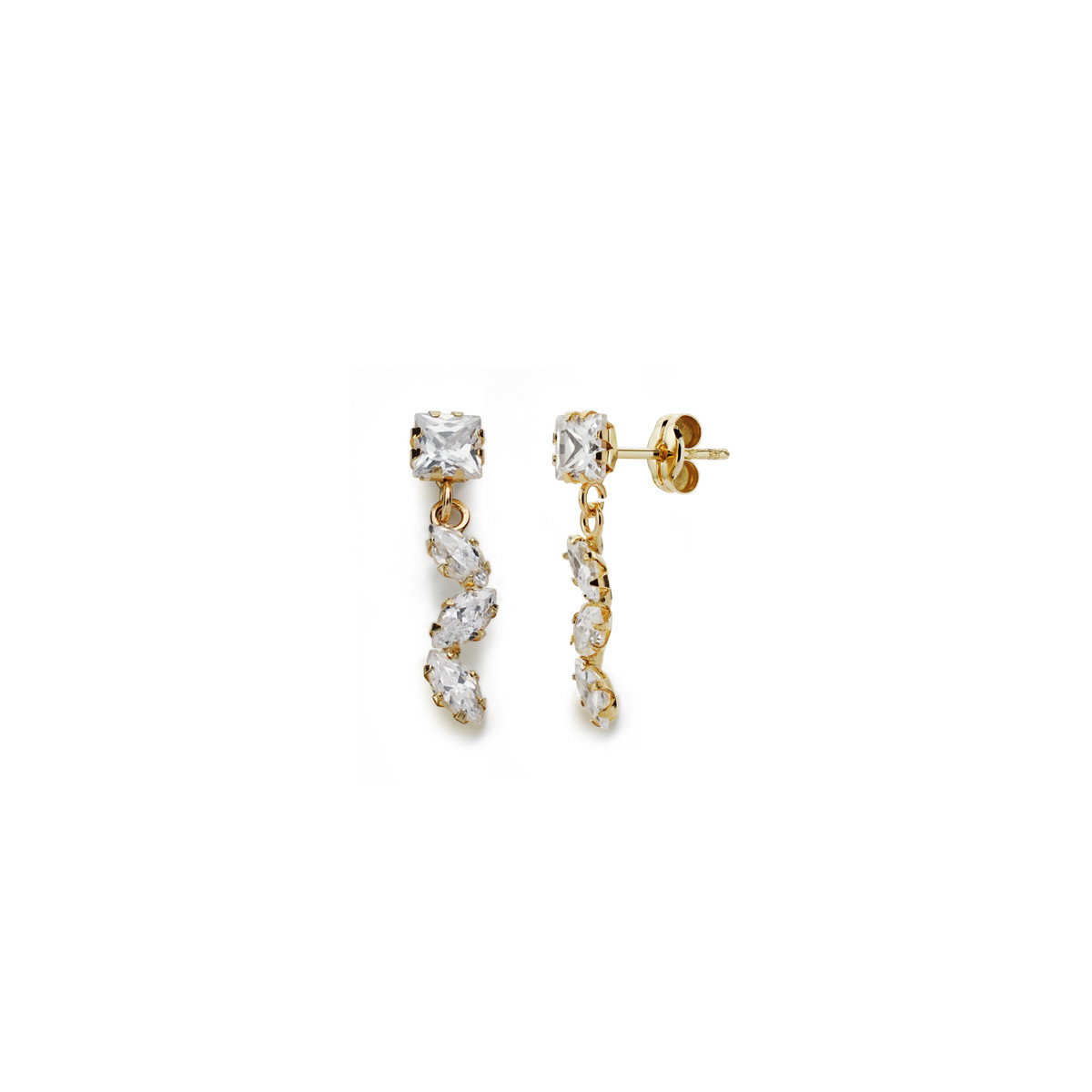 9K PENDIENTES ORO AMARILLO CIRCONITA 19X4 MM CIERRE PRESION