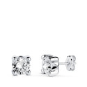 9K PENDIENTES ORO BLANCO CIRCONITA 5 MM 4 GARRAS CIERRE PRESION
