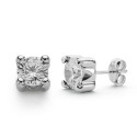 9K PENDIENTES ORO BLANCO CIRCONITA 6.5 MM 4 GARRAS CIERRE PRESION