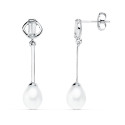 9K PENDIENTES LARGOS ORO BLANCO PERLA CIERRE PRESION 9K PENDIENTES LARGOS ORO BLANCO PERLA CIERRE PRESION