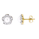 9K PENDIENTES ORO AMARILLO FLOR CON CIRCONITAS Y PERLA 5 MM. MEDIDA: 7X7 MM. CIERRE PRESION 9K PENDIENTES ORO AMARILLO FLOR CON CIRCONITAS Y PERLA 5 MM. MEDIDA: 7X7 MM. CIERRE PRESION
