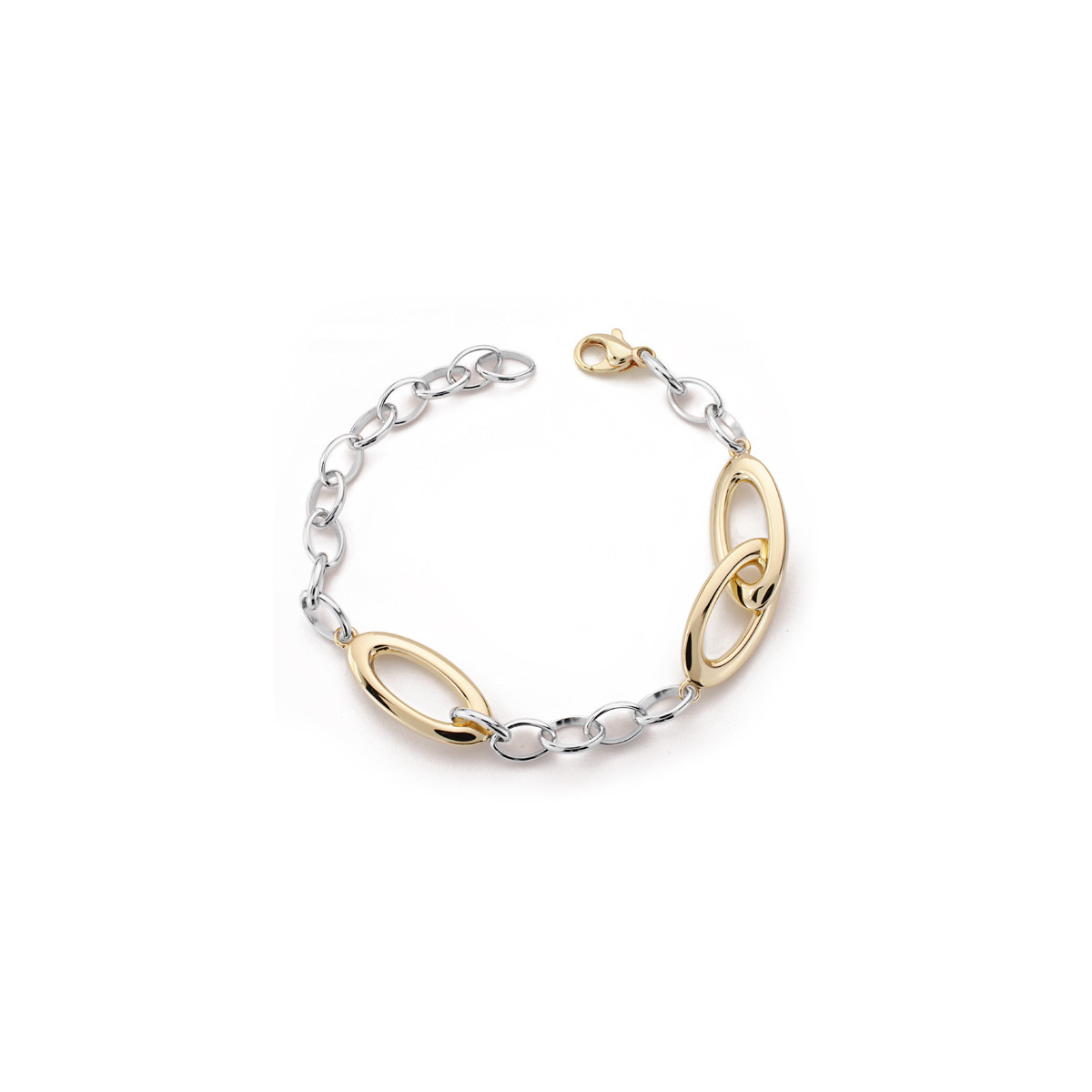 9K PULSERA ORO BICOLOR HUECA 20CM