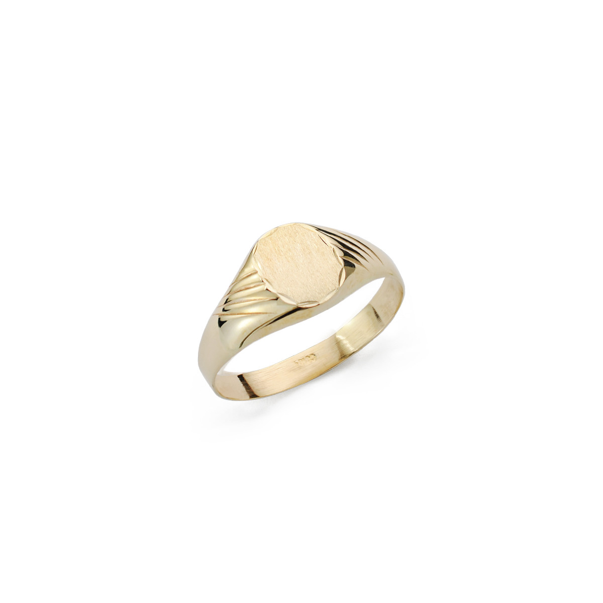 9K SELLO ORO AMARILLO HUECO CADETE TALLADO. ZONA GRABADO: 9X8 MM