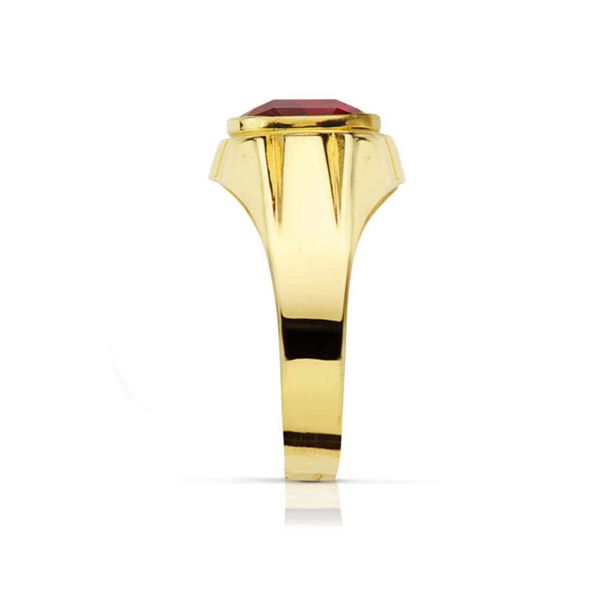 9K SELLO ORO AMARILLO HUECO PIEDRA OVAL RUBI SPINEL 10X8 MM