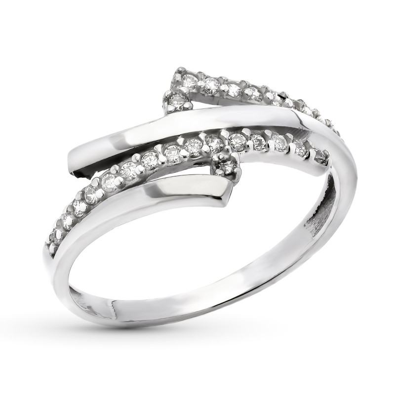 9K SORTIJA ORO BLANCO BANDAS CON CIRCONITAS. ANCHO: 9,5 MM