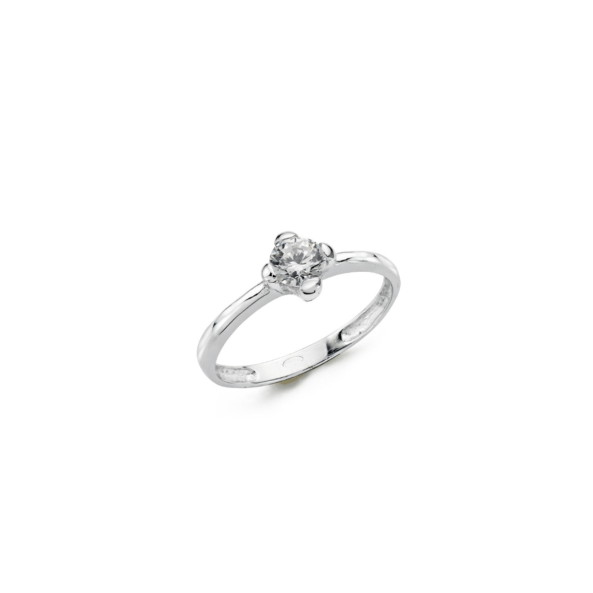 9K SOLITARIO ORO BLANCO CON CIRCONITA EN 4 GARRAS DE 5MM