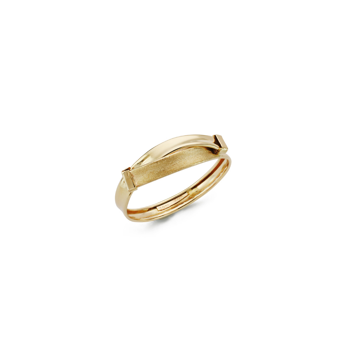 9K SORTIJA ORO AMARILLO BANDAS CRUZADAS MATE Y BRILLO. ANCHO: 5 MM