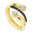 9K SORTIJA ORO AMARILLO BANDAS CON CIRCONITAS AZULES Y BLANCAS. ANCHO: 14 MM 9K SORTIJA ORO AMARILLO BANDAS CON CIRCONITAS AZULES Y BLANCAS. ANCHO: 14 MM