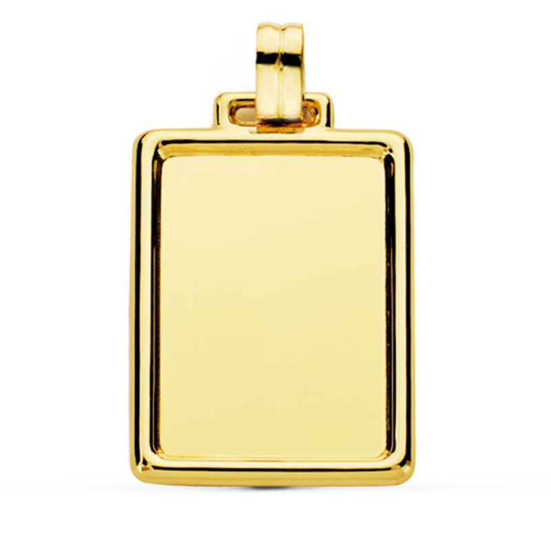 9K PLACA CHAPA ORO AMARILLO BRILLO CON BORDE 31X23 MM
