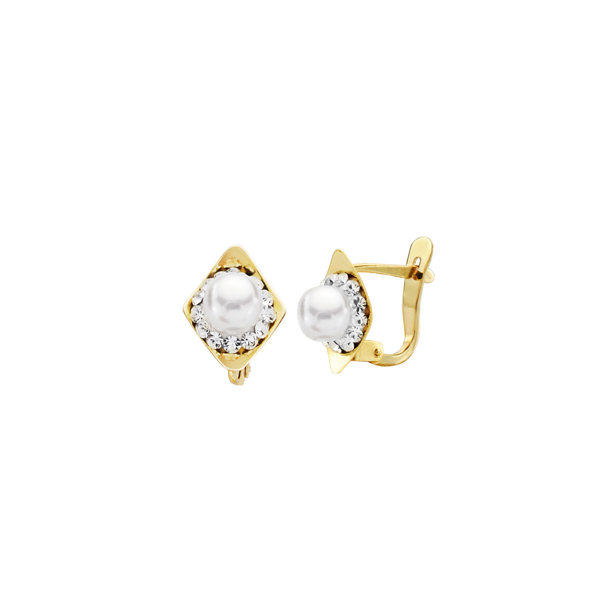 9K PENDIENTES ORO AMARILLO PERLA 10X8 MM CIERRE CATALAN