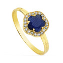 9K SORTIJA ORO AMARILLO CON ESTRELLA Y CIRCONTIA AZUL. ANCHO: 9 MM