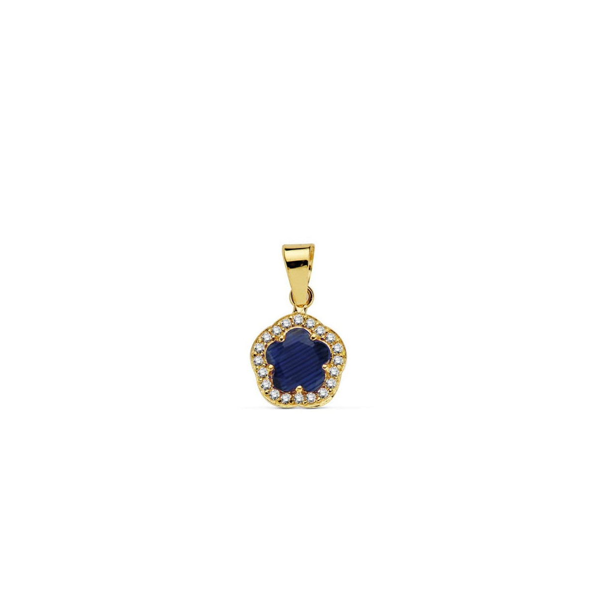 9K COLGANTE ORO AMARILLO ESTRELLA 9 MM PIEDRA COLOR