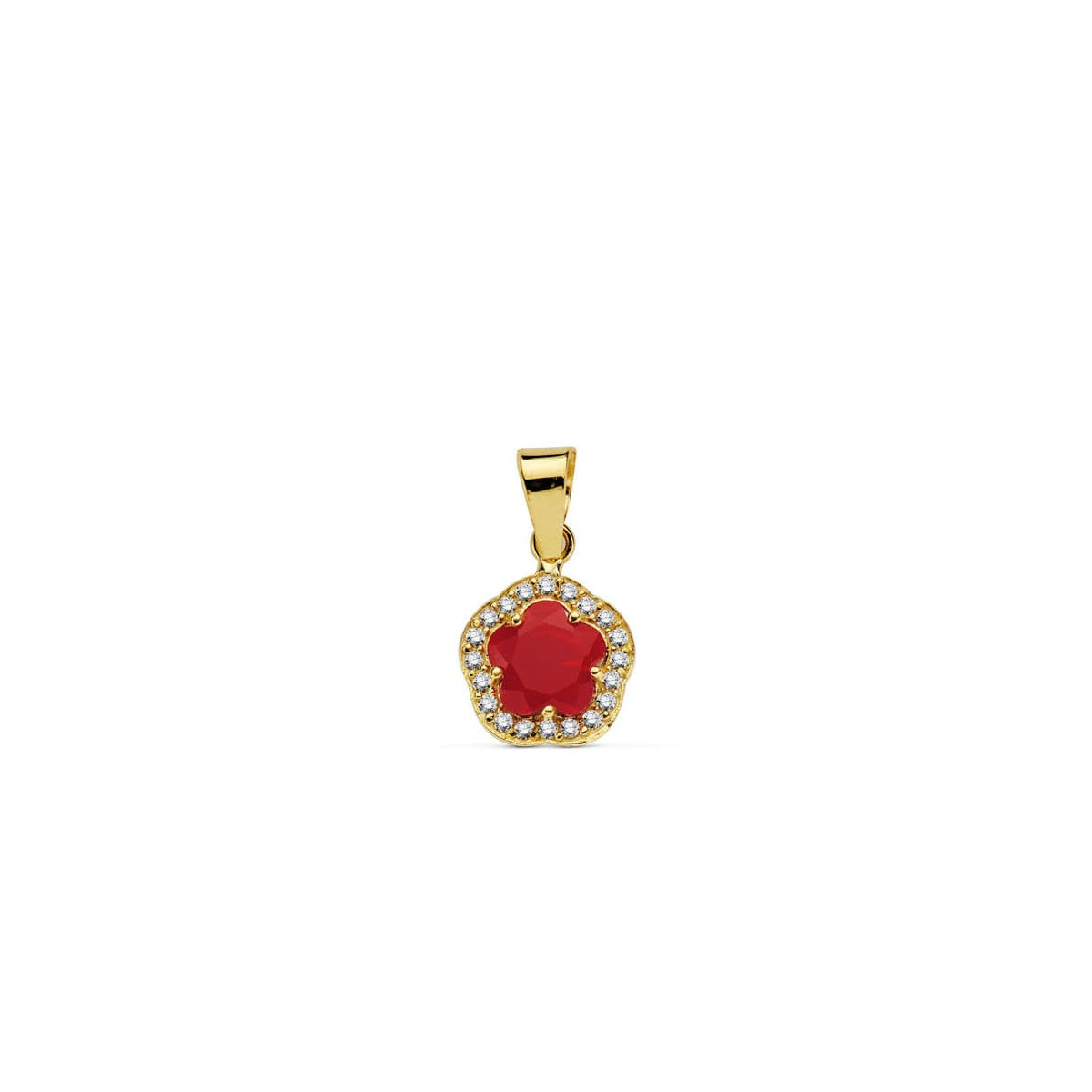 9K COLGANTE ORO AMARILLO ESTRELLA 9 MM PIEDRA COLOR