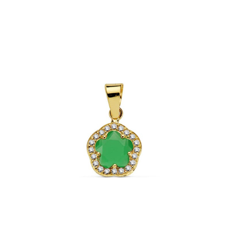 9K COLGANTE ORO AMARILLO ESTRELLA 9 MM PIEDRA COLOR