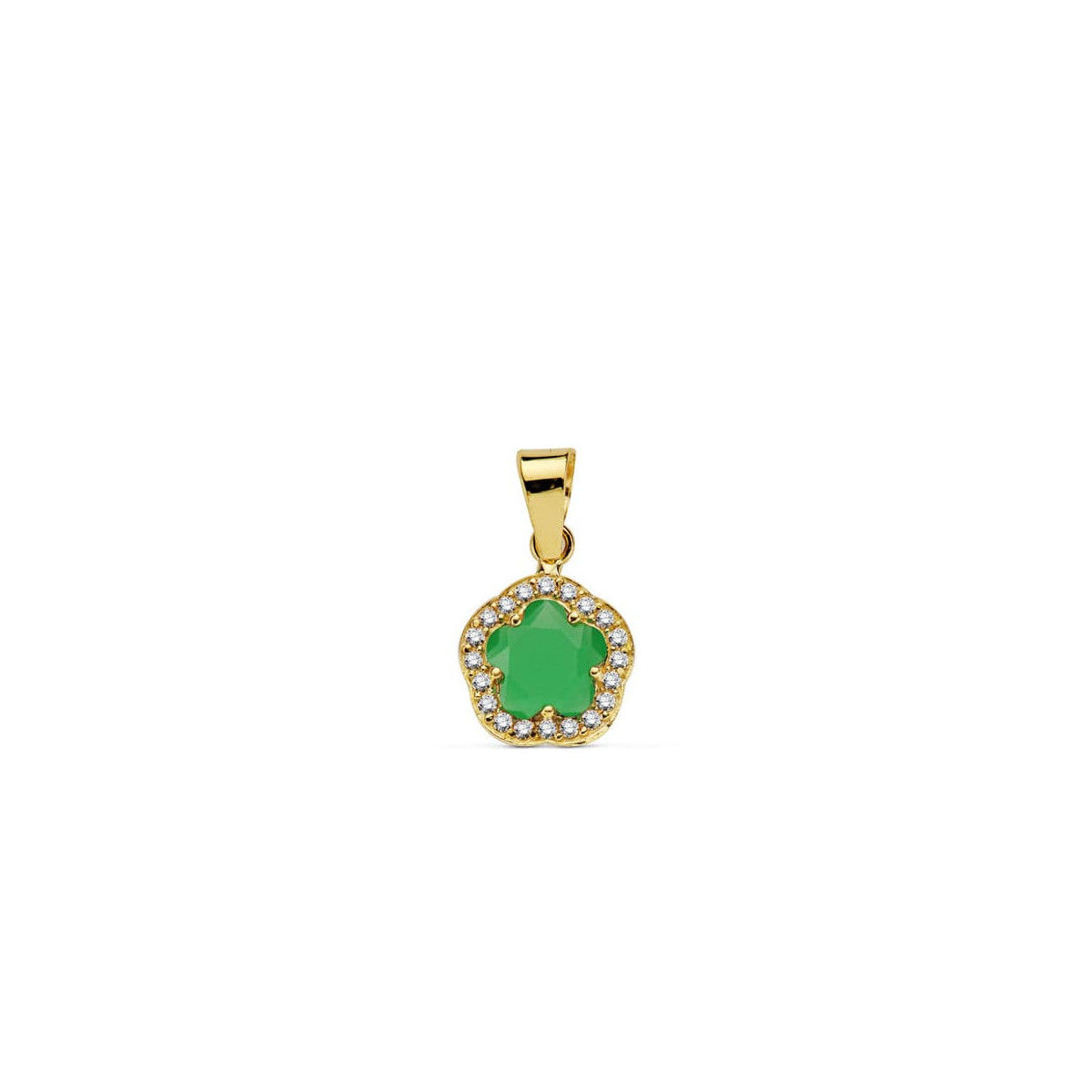 9K COLGANTE ORO AMARILLO ESTRELLA 9 MM PIEDRA COLOR