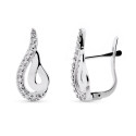 9K PENDIENTES ORO BLANCO BANDAS CARRIL CIRCONITA 16X7 MM CIERRE CATALAN