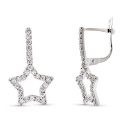 9K PENDIENTES ORO BLANCO DOBLE CUERPO ESTRELLA 20X12 MM CIERRE CATALAN