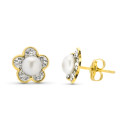 9K PENDIENTES ORO AMARILLO CIRCONITA PERLA 4.50 MM TOTAL 9 MM PRESION 9K PENDIENTES ORO AMARILLO CIRCONITA PERLA 4.50 MM TOTAL 9 MM PRESION