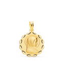 9K MEDALLA ORO AMARILLO VIRGEN MARIA MATIZADA Y TALLADA 17 MM