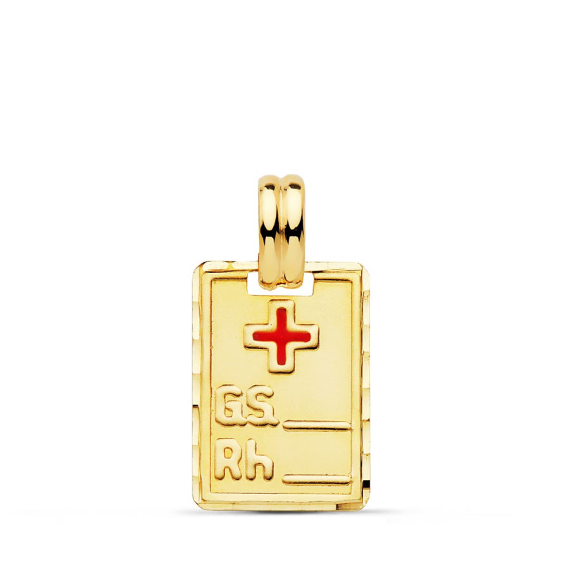 9K COLGANTE PLACA CHAPA ORO AMARILLO RH. 20X14 MM