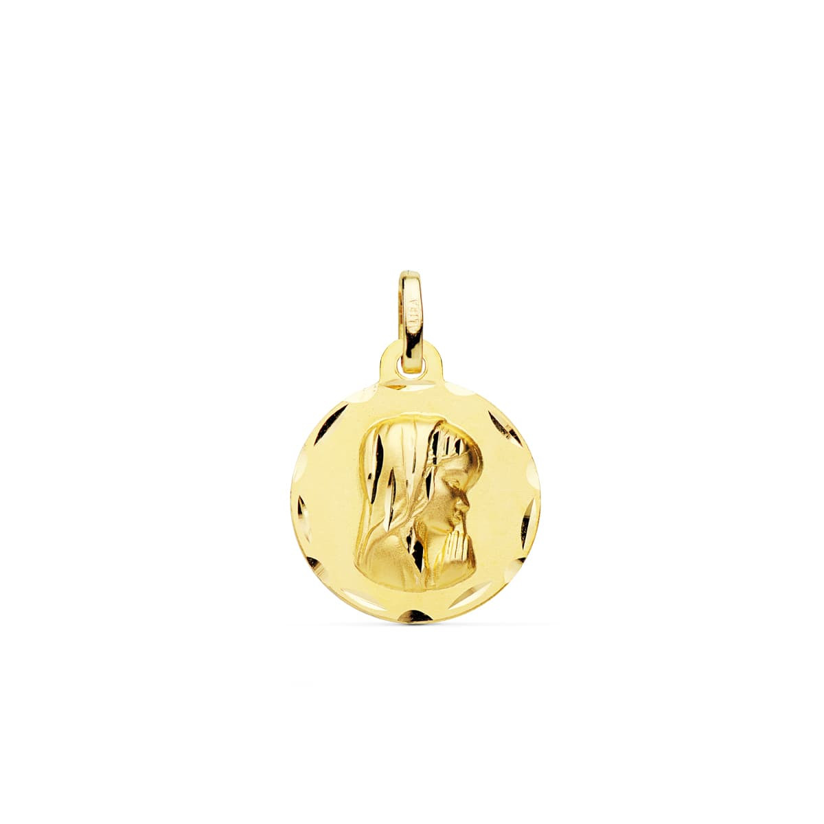 9K MEDALLA ORO AMARILLO VIRGEN NIÑA 16 MM BISEL