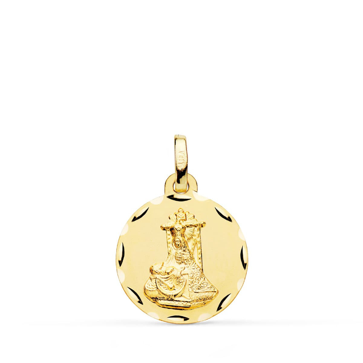 9K MEDALLA ORO AMARILLO VIRGEN DE LAS ANGUSTIAS TALLADA 16 MM