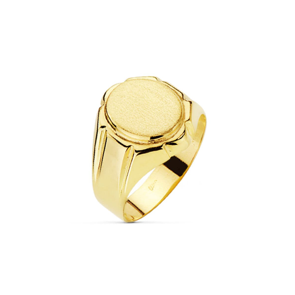 9K SELLO ORO AMARILLO CABALLERO HUECO. ZONA GRABADO: 12X10 MM