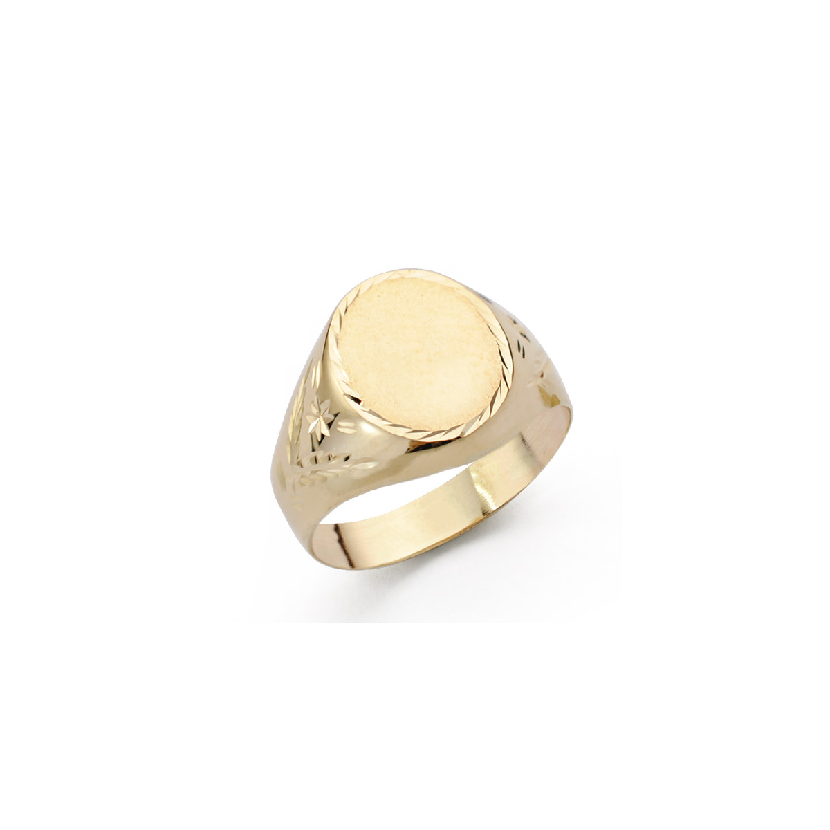 9K SELLO ORO AMARILLO HUECO OVAL LATERAL TALLADO. ZONA GRABADO: 12X10 MM
