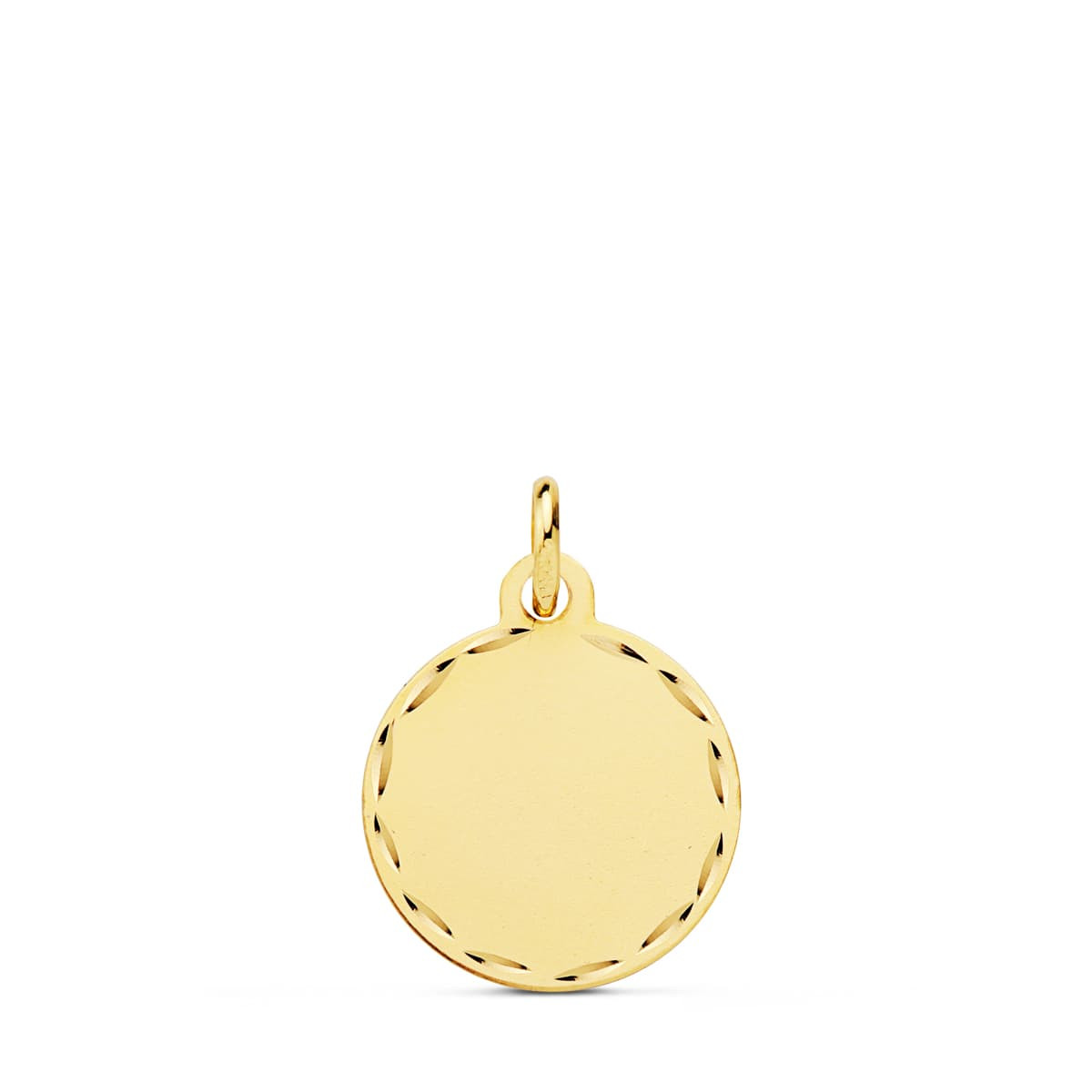 9K DISCO ORO AMARILLO LISO MATIZADO CON BORDE TALLADO 18 MM