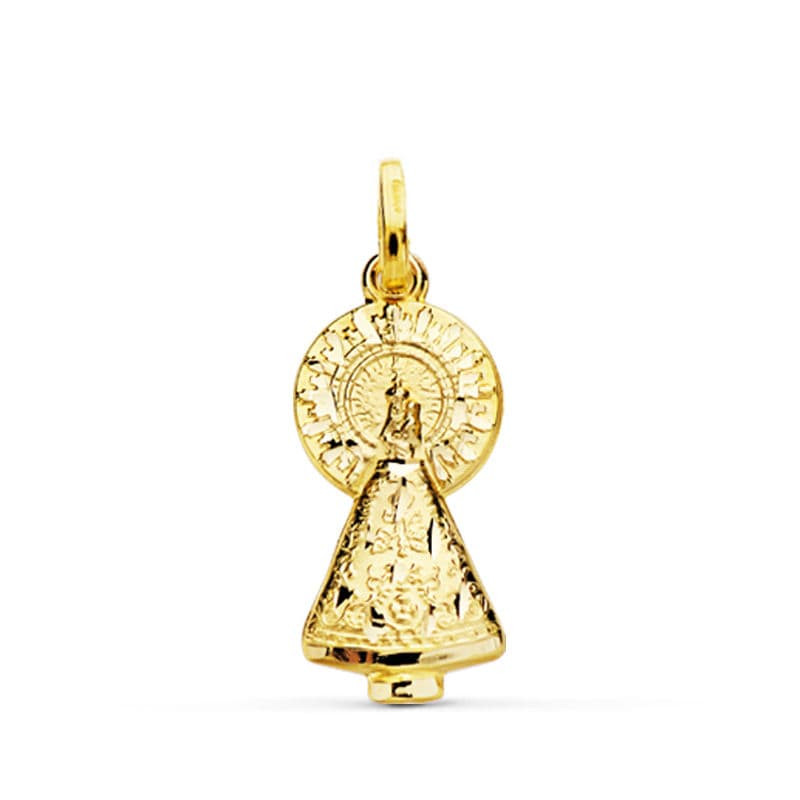 9K MEDALLA ORO AMARILLO VIRGEN DEL PILAR SILUETA 25X11 MM